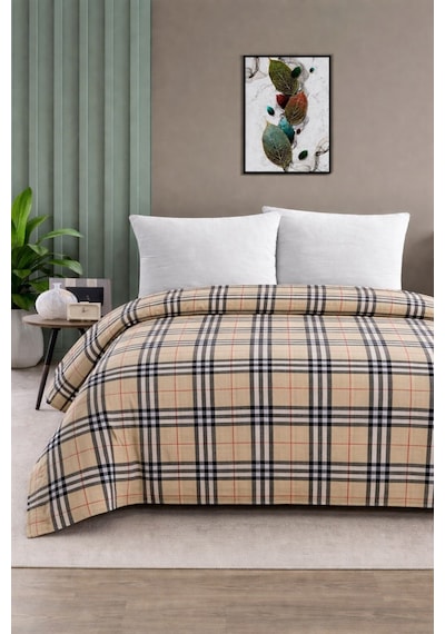 Çift Kişilik Pike Yatak Örtüsü %100 Pamuk 220x230 Bej