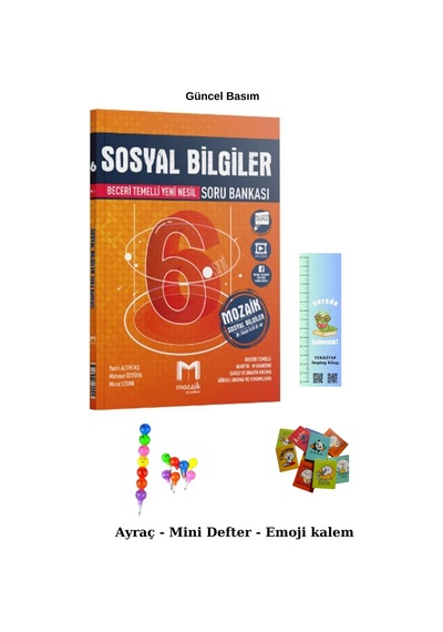 Mozaik 6. Sınıf Sosyal Bilgileri Soru Bankası 2025 Emoji - Mini Defter-tırtıl A.