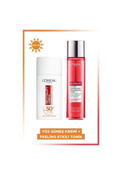 Revitalift Clinical Spf 50+ Yüz Güneş Kremi 50ml & %5 Saf Glikolik Asit Peeling Etkili Tonik 180ml pktuvfldplngtnk-9579
