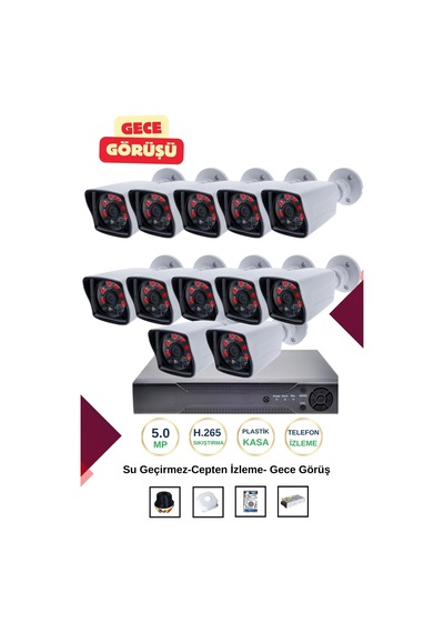İrtech-12 Kameralı Güvenlik Kamera Seti Gece Görüşlü-su Geçirmez-tak Çalıştır G03