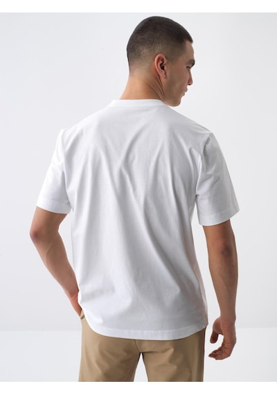 Xint Beyaz Pamuk Dokulu Regular Fit Tişört 502252