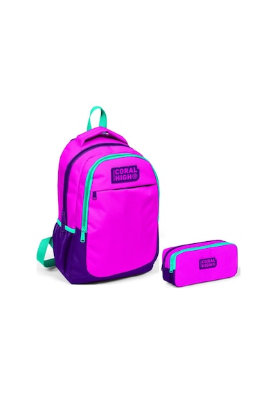 Coral High Pembe Mor Çanta Kalemlik Seti Çok Renkli