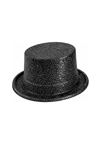 Siyah Simli Glitter Silindir Parti Şapkası