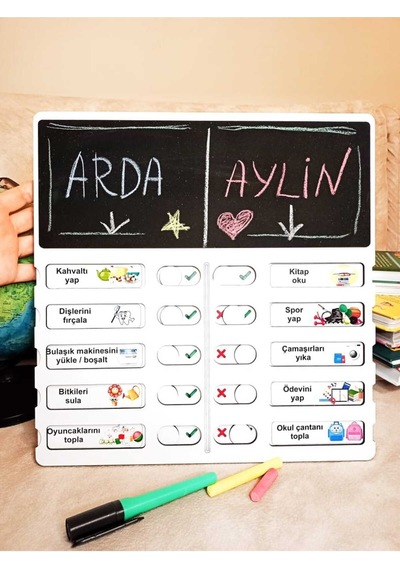 Çocuk Görev Tablosu Ahşap Eğitici Oyuncak - Montessori Günlük Rutin Çizelgesi