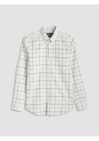 Lcwaıkıkı Classic Beyaz Regular Fit Ekose Oxford Erkek Gömlek