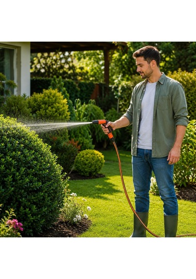 Kınetex 5'i 1 Arada Sulama Tabancası, 5 Modlu Ayarlanabilir Bahçe Hortumu Başlığı, Ergonomik Tetikli Su Püskürtme Aparatı, Hortum Bağlantı Adaptörlü Bahçe Yıkama Ve Sulama Seti