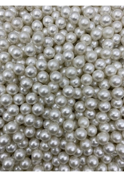 Deliksiz Inci Bıncuk, Deliksiz 8mm Krem Plastik Çakma Incisi 50gr, 170 Adet