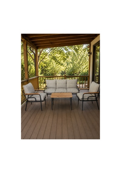 Bahçe Balkon Mobilyası 3+1+1 Gri Gri