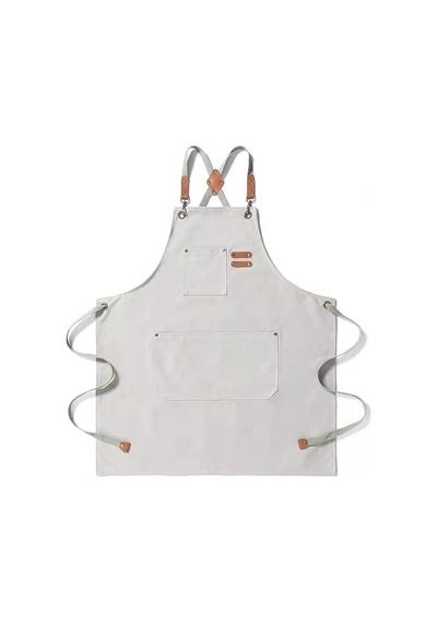 Valkyrie Unisex Kanvas Mutfak Önlüğü Ayarlanabilir Askılı Cepli Barista Garson Servis Önlüğü Kırık Beyaz