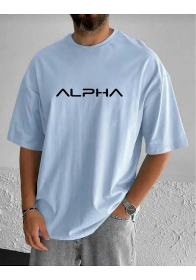 Kozia Outdoors Malkoçbey Alpha Baskılı Oversize Basic T-shirt Bebe Mavi