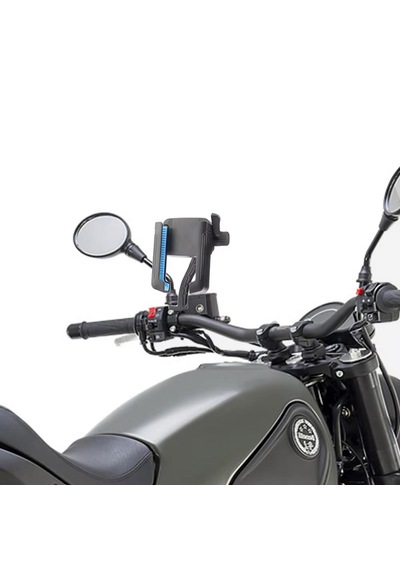 Cr05 Cross Arazi Sürüşleri İçin Motor Motosiklet Telefon Tutucu Ayna Montajlı Kilit Mekanzimalı Siyah