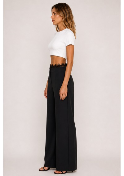 Glenda Lace Waist Palazzo Pantolon Siyah