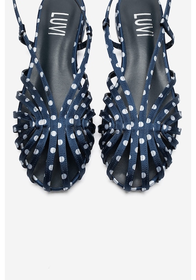 Luvi Shoes Lıss Lacivert Beyaz Puantiyeli Kadın Sandalet