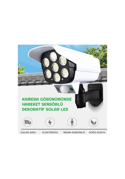Kamera Görünümlü Solar Led Lamba Güneş Enerjilli Su Geçirmez Uzaktan Kumandalı Çok Renkli