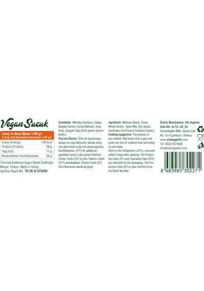 Vita Vegantis Vegan Sucuk 150 G