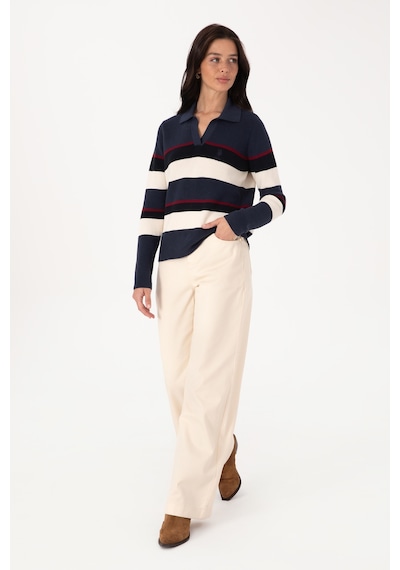 U.S. Polo Assn. Kadın Krem Loose Fit Kanvas Pantolon 50309351-VR256