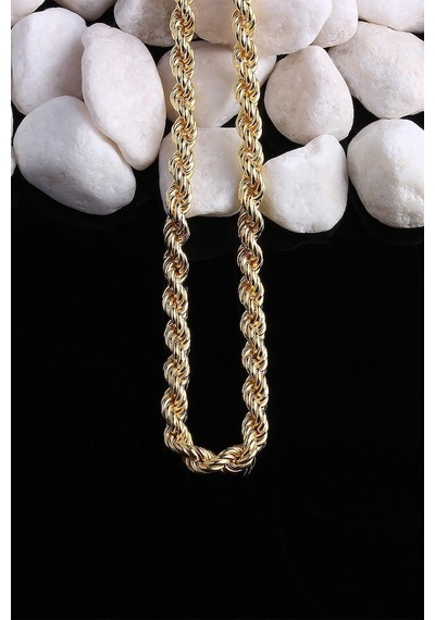 Omar Silver Unisex Halat Gold Altın Kaplama Gümüş Zincir 5 Mm Elm