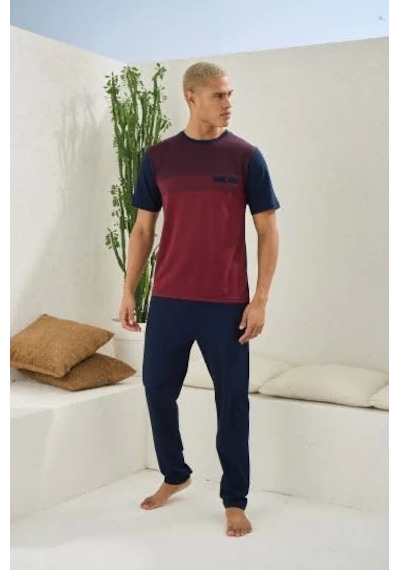 Moon Wear Erkek 2094 Erkek O Yaka Pijama Takım Bordo