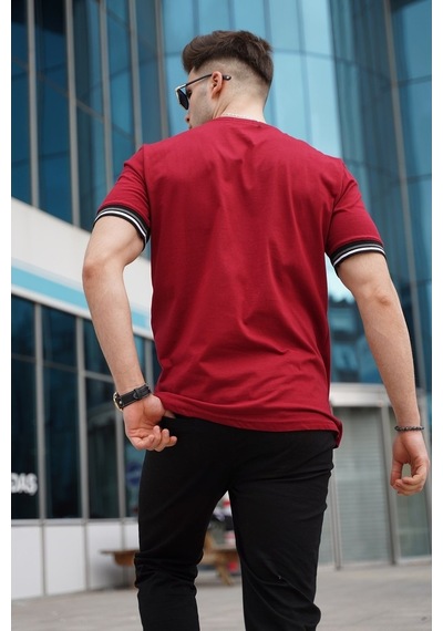 Madmext Bordo Basic Erkek Tişört-Bordo