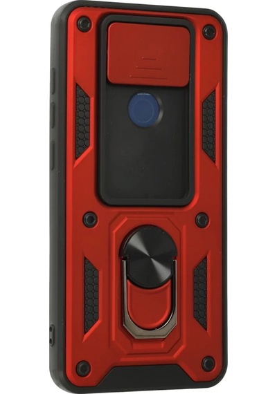 Newface Xiaomi Redmi Note 9 Kılıf Pars Lens Yüzüklü Silikon - Kırmızı