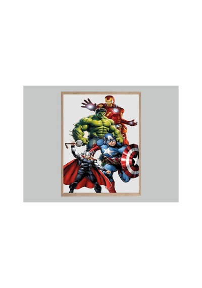 Marvel Doğal Ahşap Çerçeveli Tek Parça Dekoratif Tablo Çok Renkli - 844529338 Çok Renkli