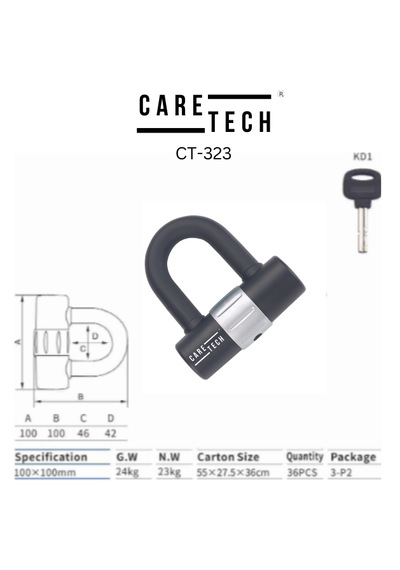 Caretech Ct-323 Motosiklet Ve Bisiklet İçin U Kilit