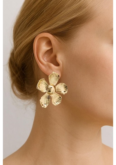 Gold Flower Papatya Küpe Renkli