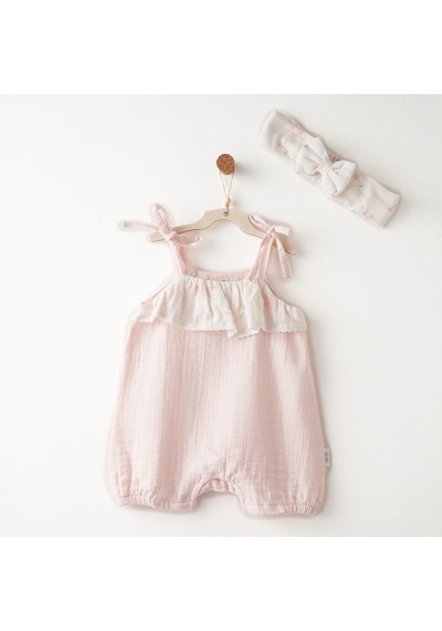 Andywawa Lovely Day Bebek Müslin Saç Bandı Tulum Takım Ac26618 Pembe