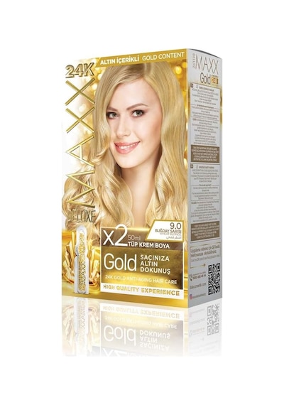 Serisi 24k Altın Parçacıklı Serum İle 1 Kutu 2 X 50 Ml Ve Geliştiriciler Saç Boyası Buğday Sarısı 9.0