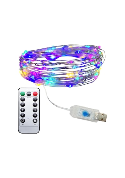 Upway 10 Metre Çok Renk Kumandalı 100 Led Işık - Usb Dekoratif Aydınlatma