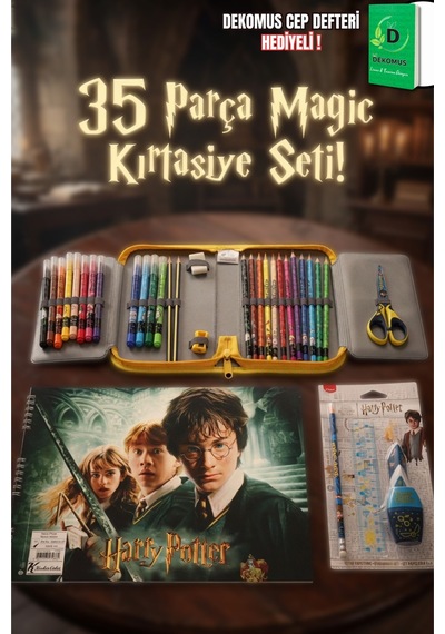 Maped X Dekomus Lisanslı Harry Potter Magic School Collection 35 Parça Full+full Boyama Seti Ve Büyük Boy Resim Defteri Seti Altın