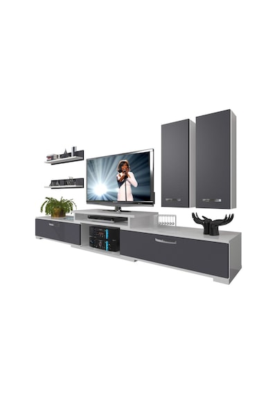 Decoraktiv Flex 5d Mdf Tv Ünitesi Tv Sehpası Beyaz - Antrasit
