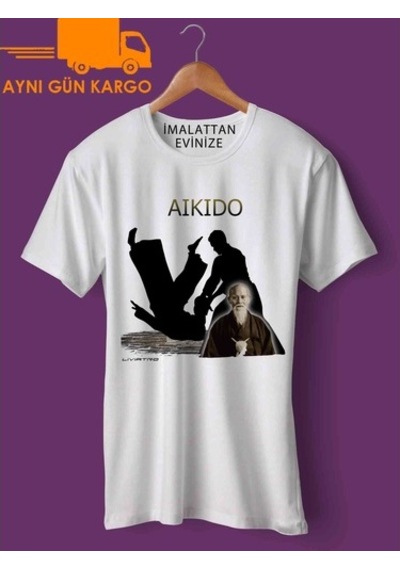 Aikido By Murihei Uesheda Baskılı Tişört Tshirt Ücretsiz Kargo