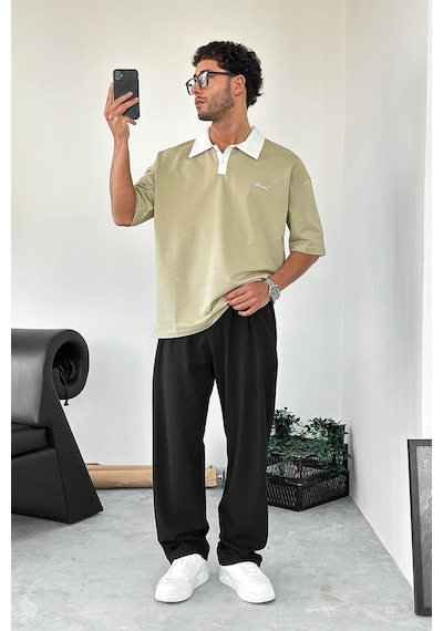 Su Yeşili Bound Polo Yaka Outplenty Premium Oversize Tişört Su Yeşili