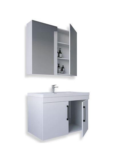 Teta Home Yalova 65 Cm Mdf Banyo Dolabı Seti Beyaz Beyaz