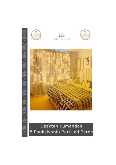 Led 8 Fonksiyonlu Günışığı Kumandalı Dekoratif Aydınlatma Şık Perde Peri Led 3 Mt X 3 Mt - 1 Adet Çok Renkli