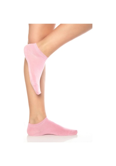 Saysez Bambu Kadın Patik Düz Pembe Çorap Dikişsiz Premium 3'lü Paket Renkli