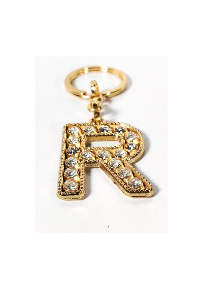 R Harfi Taşlı Gold Renk Metal Anahtarlık Şık Ve Işıltılı Harf Tasarımı Çok Renkli