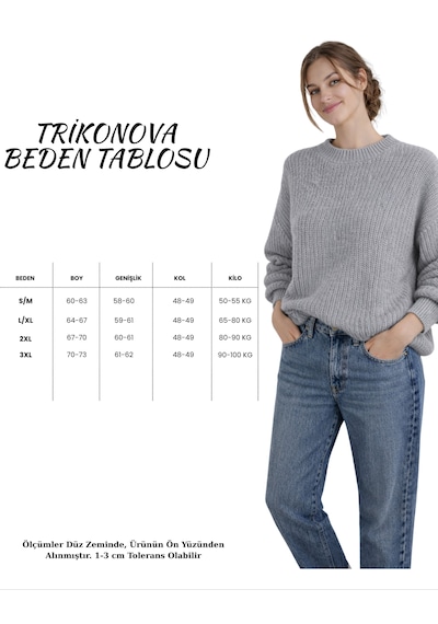Trikonova Oversize Triko Kazak Gri