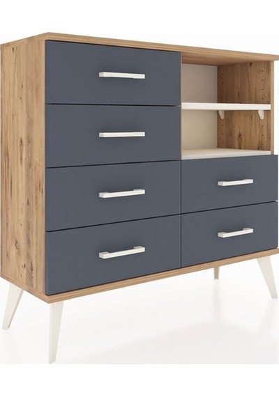 Arges Şifonyer 2 Raflı 6 Çekmeceli 88x30x80 Çam-aytaşı/antrasit Aytaşı/antrasit Arges Şifonyer 2 Raflı 6 Çekmeceli 88x30x80 Çam-aytaşı/antrasit Aytaşı/antrasit