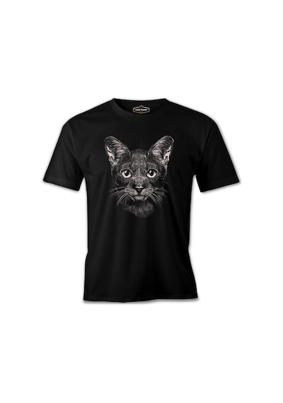 Cat Realistic Siyah Erkek Tshirt 001