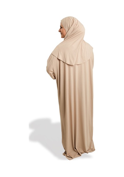 Hürrem Bone 2 Parça Namaz Elbisesi Viskon Düz 2504 12 Bej