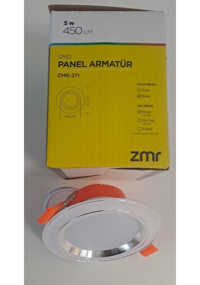 Zmr 5 Watt Smd Led Spot Krom Çizgi Beyaz Kasa Beyaz Işık 450lm 6500k