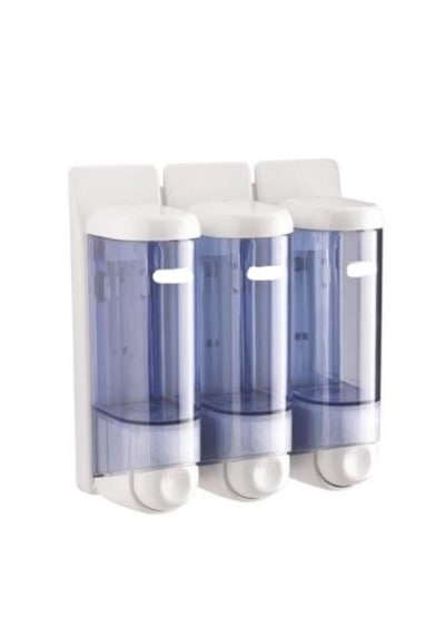 Plastik Sıvı Sabunluk -şampuanlık 170ml Şeffaf 3'lü Şeffaf Mavi-beyaz