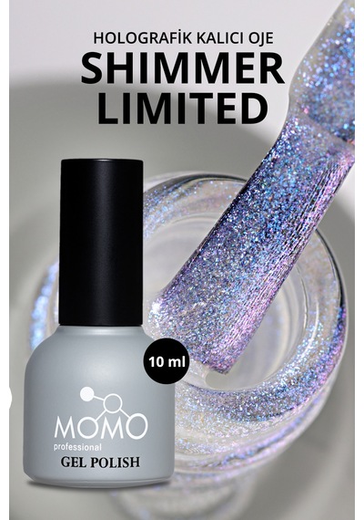 Momo Professional Shimmer Limited Holografik Kalıcı Oje Sl05 Rakı Beyazı Mavi Mor Simli 10 ML