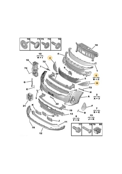 Peugeot 3008-3008 - 5008 2021 Yılında Çıkan Kasa Ön Sis Lambası Kapağı Üst Set Oem No: 1675868580