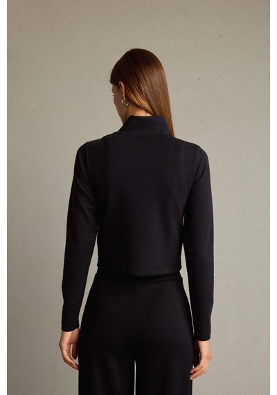Defacto Yarım Balıkçı Yaka Modal Fermuarlı Sweatshirt G2921ax25aubk81 Siyah