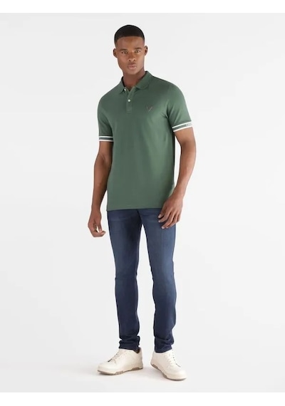 Guess Pique Slim Fit Erkek Polo T-shirt M6gp60k3076 Yeşil