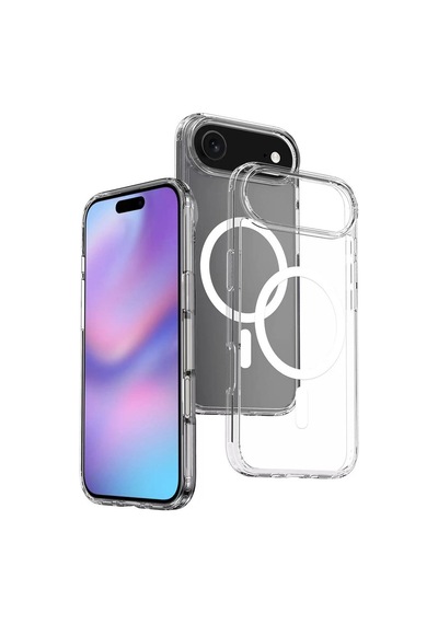 Apple Uyumlu iPad iPhone 17 Air Kılıf M-safe Şarj Özellikli Şeffaf Sert Pc Zore Embos Kapak