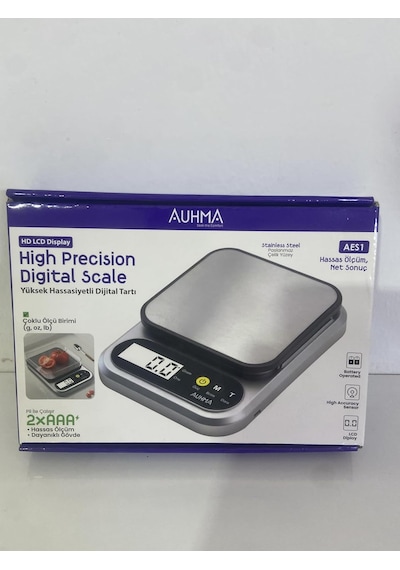 Auhma Aes1 Yüksek Hassasiyetli Dijital Mutfak Ve Kahve Tartısı Paslanmaz Çelik Yüzey, Lcd Ekran, Çoklu Ölçüm G/oz/lb Çok Renkli 20259371